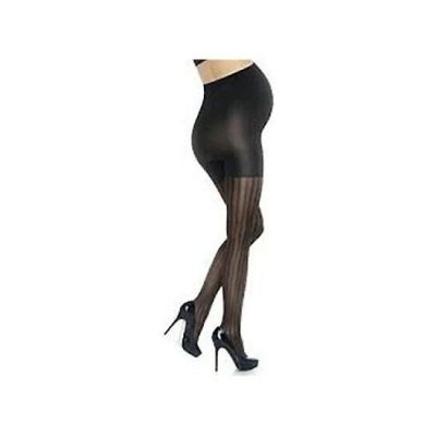 ASSETS  BY SPANX MARVELOUS MAMA MATERNITY TIGHTS Size 2 BLACK OPAQUE STRIPE